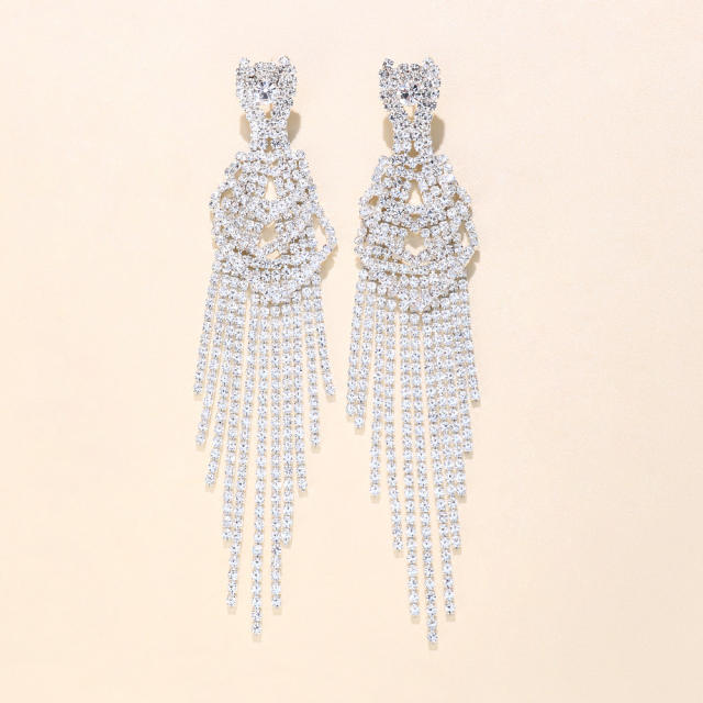 Luxury rhinestone tassel earrings