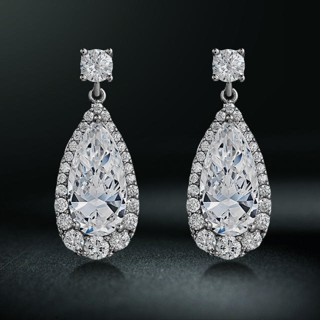 Cubic zircon elegant drop earrings