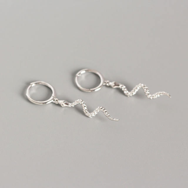 S925 silver snake huggie earrings