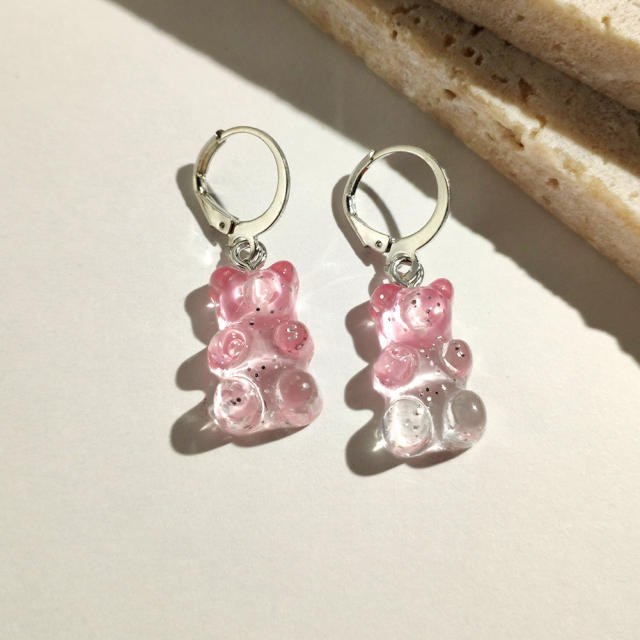 Cute jellly bear colored huggie earrings