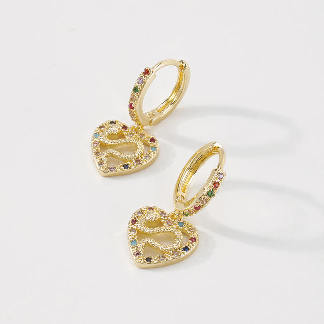 Heart drop huggie earrings