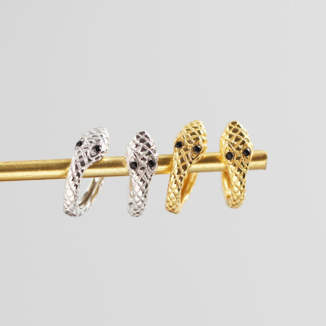 S925 snake huggie earrings