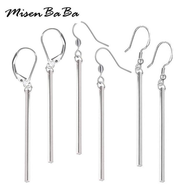 Concise bar stainless steel earrings