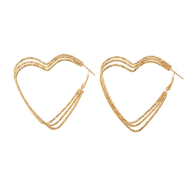 Heart-shaped multi-layer earrings