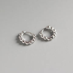 S925 silver beaded huggie earrings