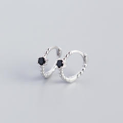S925 beads diamond huggie earrings