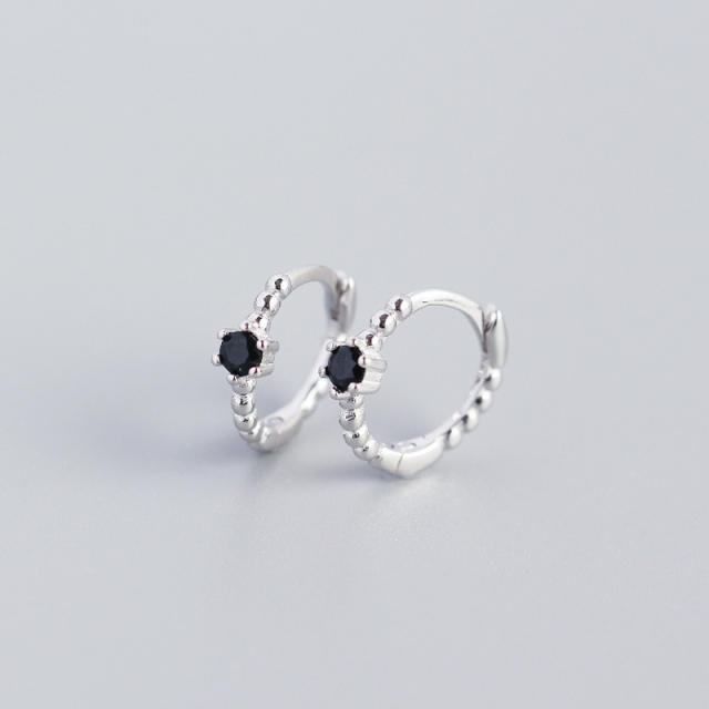 S925 beads diamond huggie earrings