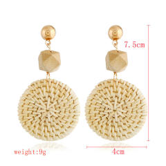 Boho handmade straw dangle earrings
