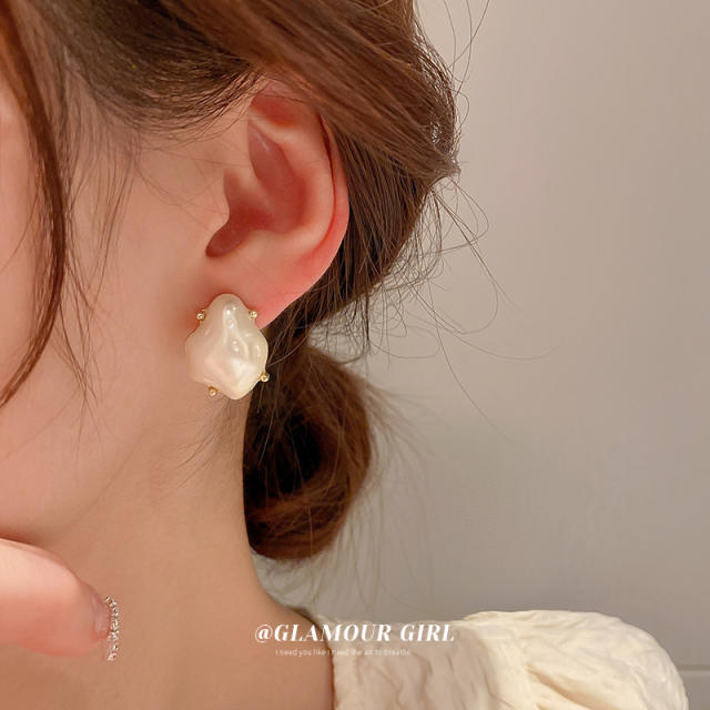 Baroque pearl ear studs
