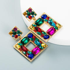 Colored glass crystal statement earrings