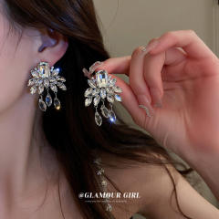 Crystal leaf drop earrings