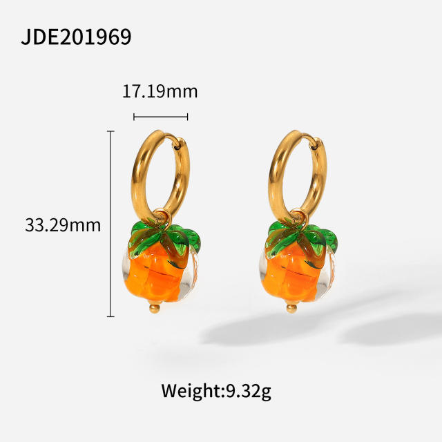 Cute Persimmon 18KG stainless steel huggie earrings
