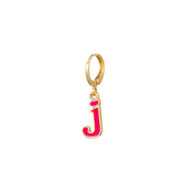 Cute enamel inital letter huggie earrings