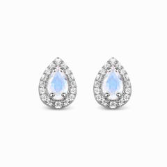 S925 sterling silver moonstone ear studs