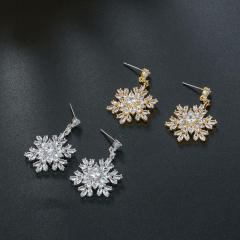 Diamond snowflake wedding earrings