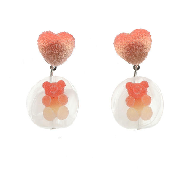 Candy-colored bear earrings