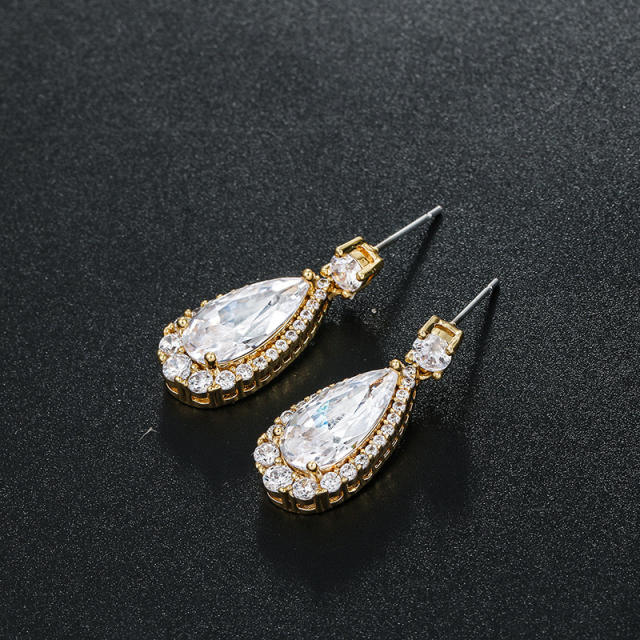 Cubic zircon elegant drop earrings