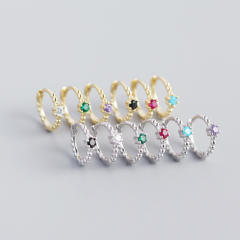 S925 beads diamond huggie earrings