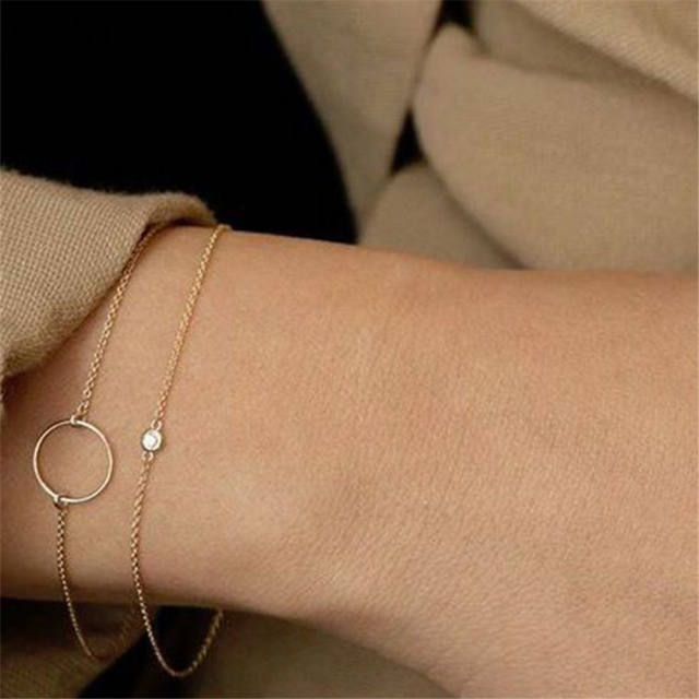 Elegant dainty circle stainless steel bracelet