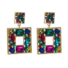 Colored glass crystal statement earrings