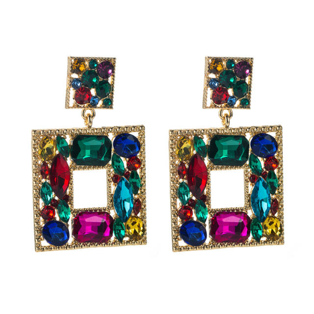 Colored glass crystal statement earrings