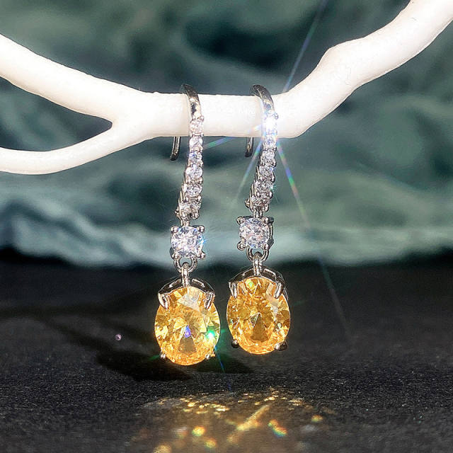 Colored cubic zircon diamond earrings