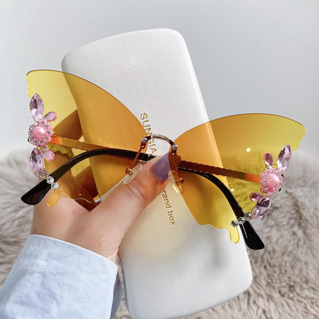 Party diamond butterfly rimless sunglasses