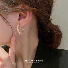 Diamond heart hoop earrings