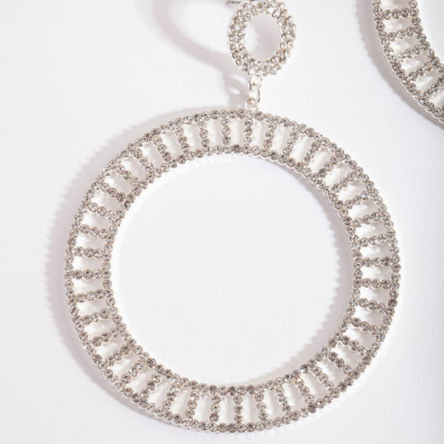 Large size ring diamond dangle earrings