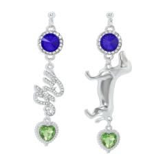 Letter rhinestone poodle drop earrings