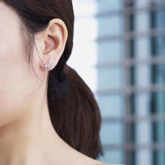Creative diamond leaf ear studs