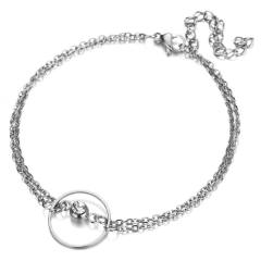 Elegant dainty circle stainless steel bracelet
