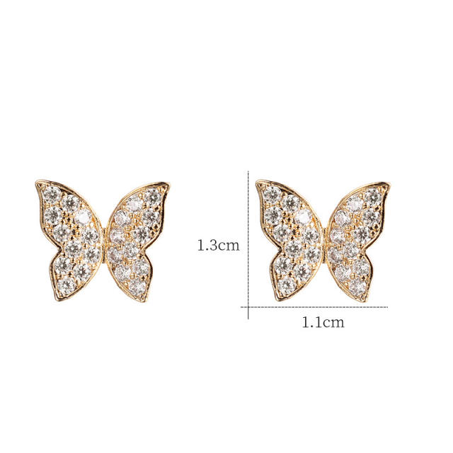 Diamond butterfly ear studs
