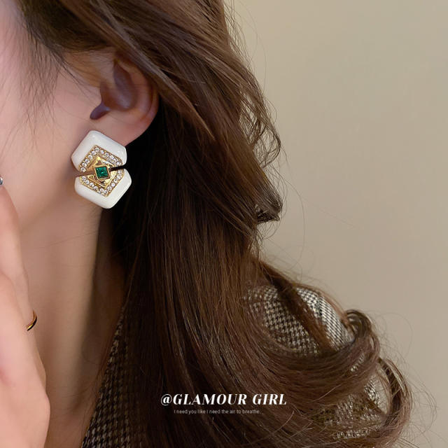Vintage enamel ear studs