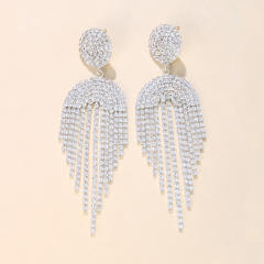 Luxury rhinestone tassel dangle earrings