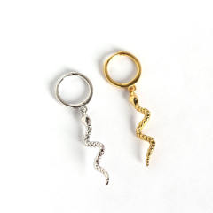 S925 silver snake huggie earrings