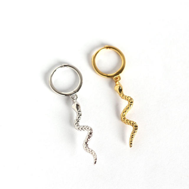 S925 silver snake huggie earrings