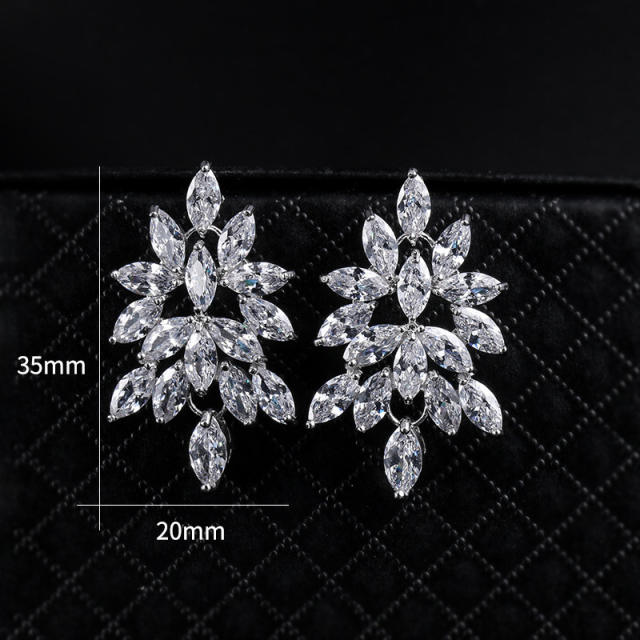 Luxury cubic zircon bridal earrings
