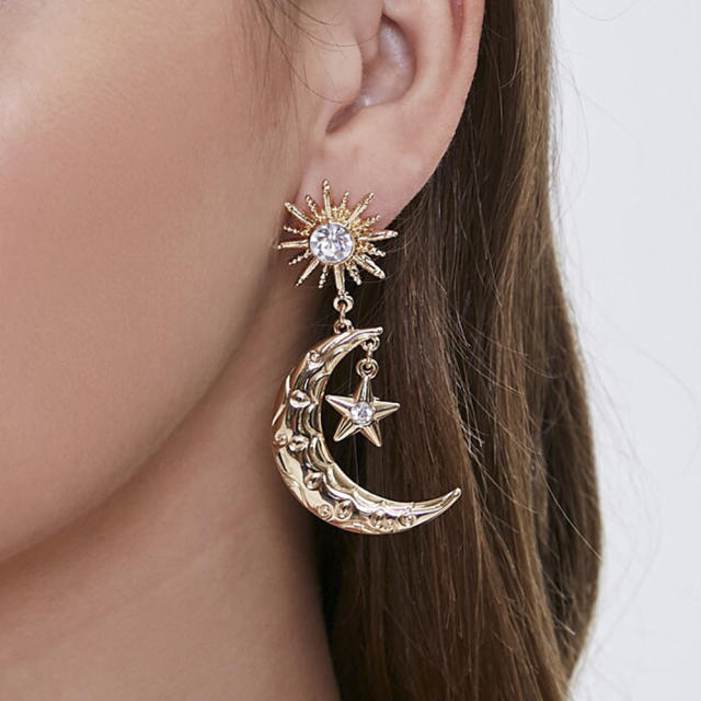 Moon star zircon earrings