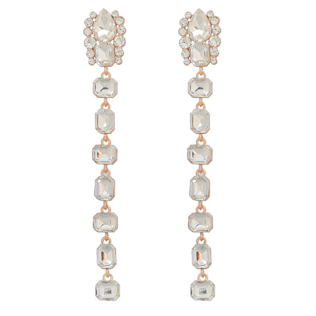 Glass crystal statement long earrings