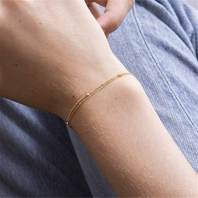 Dainty two layer stainless steel bracelet