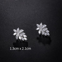 AAA cubic zircon leaf ear studs
