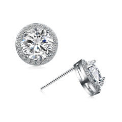 Elegant S925 needle round ear studs
