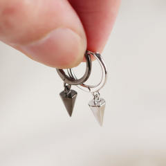 S925 rivet drop huggie earrings