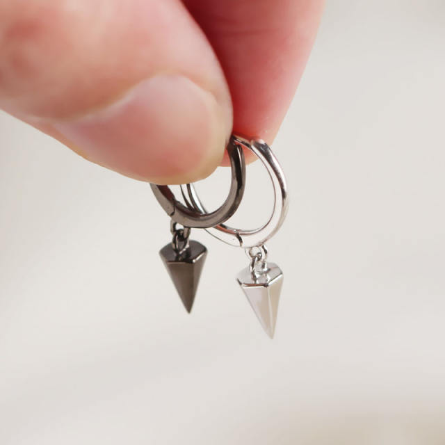 S925 rivet drop huggie earrings