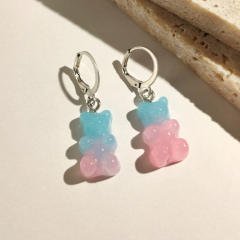 Cute jellly bear colored huggie earrings