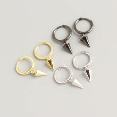 S925 rivet drop huggie earrings