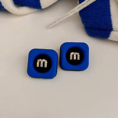 S925 needl blue color series earrings
