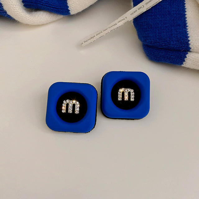 S925 needl blue color series earrings
