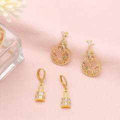 Diamond monkey padlock dangle earrings